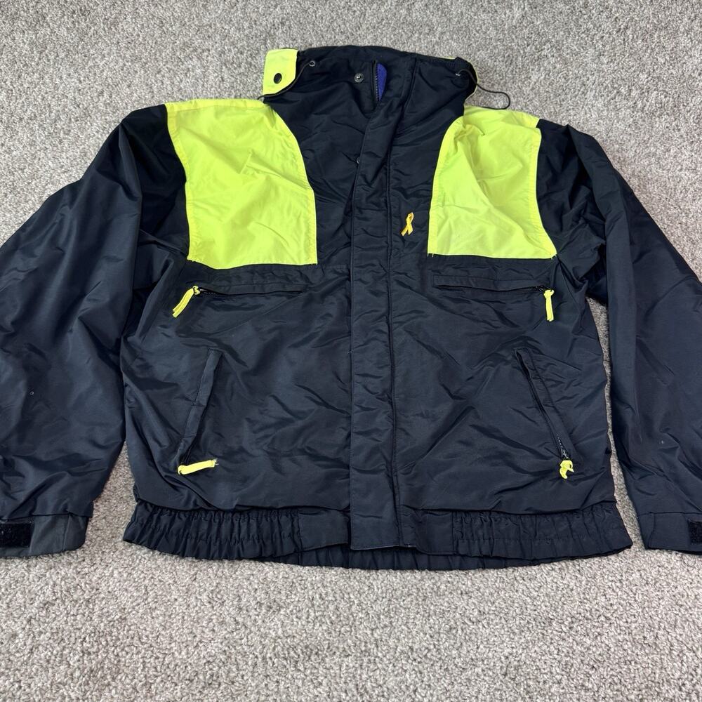 Willow Bay Vintage Ski Jacket Coat Black Neon Green Retro Size Medium